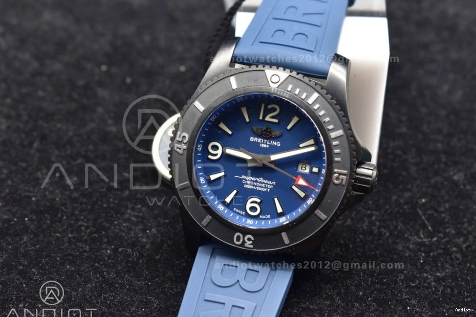 Rubber Automatic A2824 44 Black Black Blue TF Strap Best Superocean Dial 1:1 Edition Bezel On 0417
